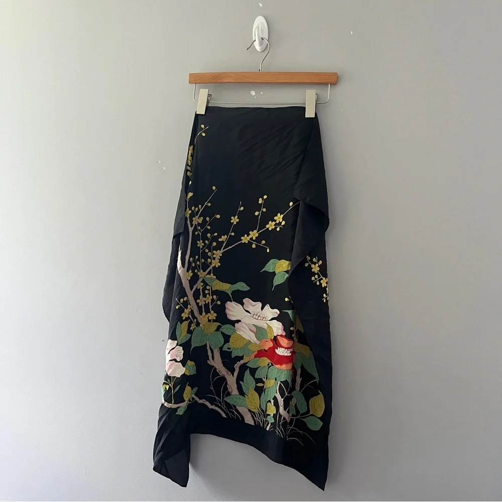 Floral Design Silk Feel Square Scarf Colorful Lightweight